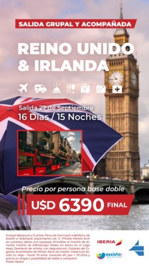 Salida Grupal Acompaada: Reino Unido e Irlanda 2025