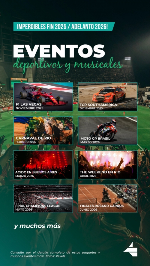  IMPERDIBLES FIN 2025 / ADELANTO 2026  Eventos Deportivos & Musicales      