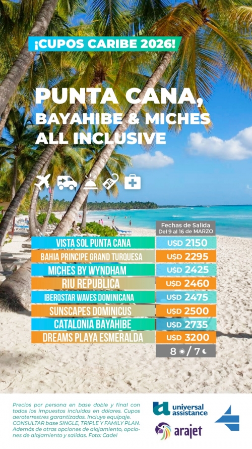 CUPOS: Punta Cana y Bayahibe marzo  2026