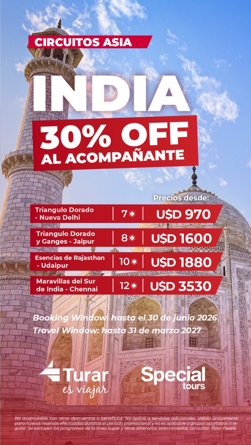 INDIA 30% OFF! al acompa�ante